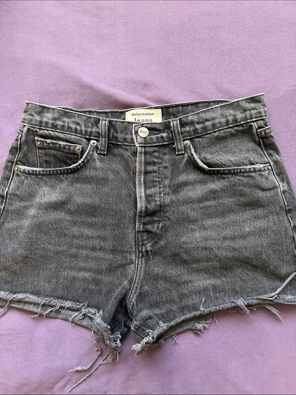 Reformation black washed Dixie high rise Jean short